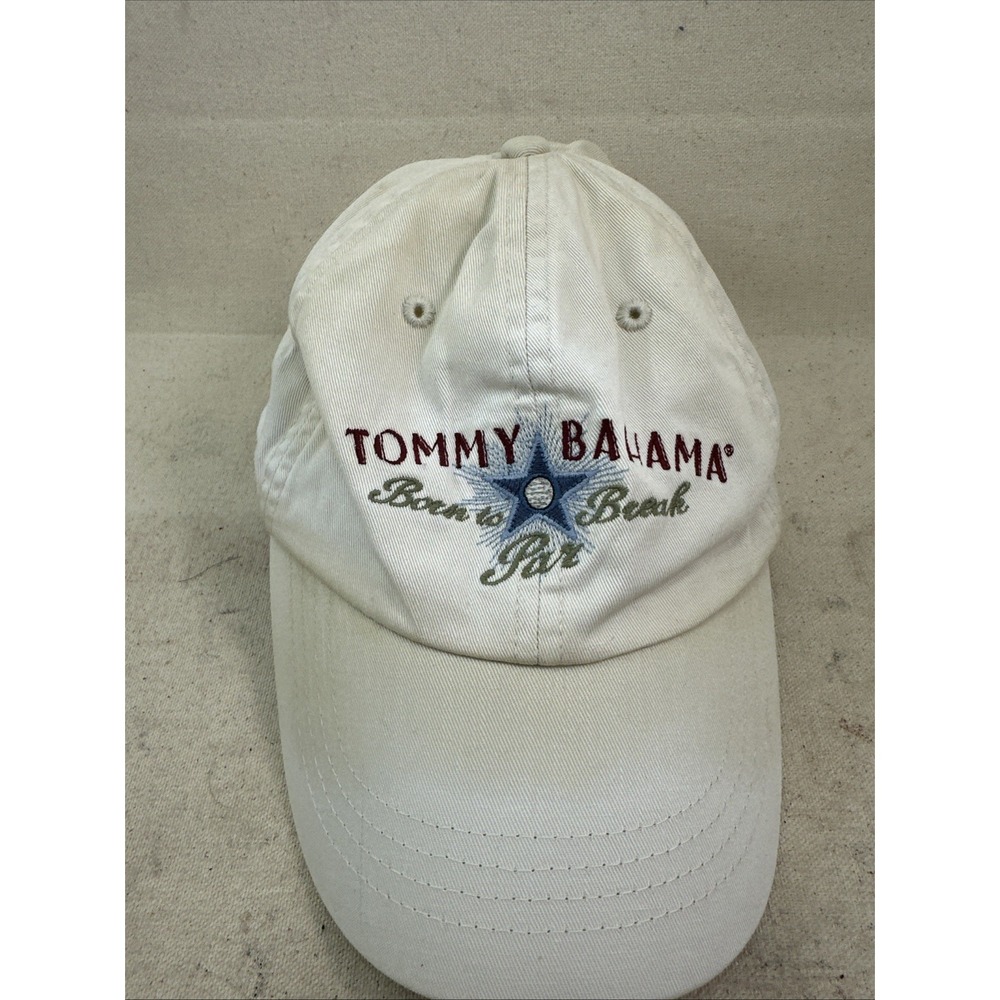 Tommy Bahama Golf Hat Born to Break Par 18 Cream Adjustable Cap Men's